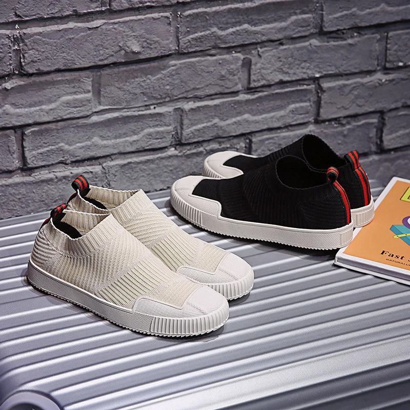 

2019 Spring New Women Sneakers Sock Shoes Flat Casual Comfortable Breathable Mesh Sneakers White Sneakers