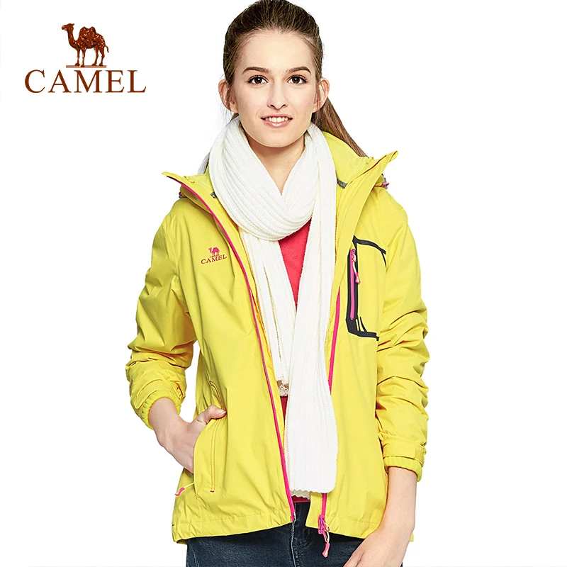 

CAMEL Women's Autumn Winter 2-Layer Outdoor Jacket Waterproof Windproof Thermal Climbing Camping Hiking Female Coat