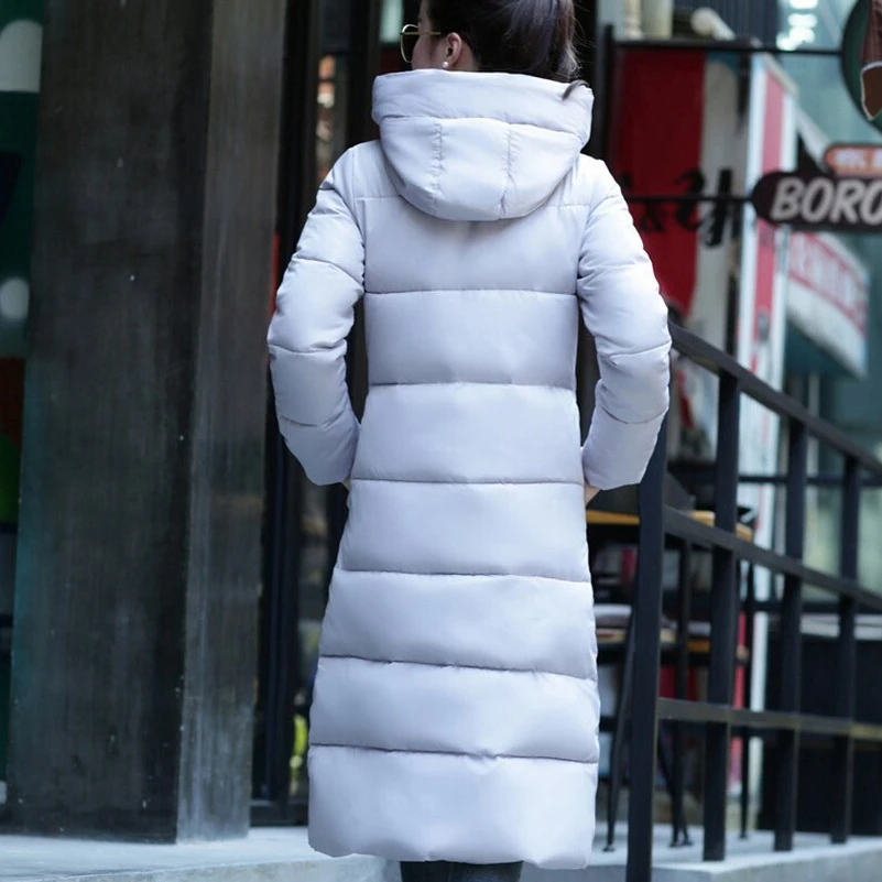 Европейская Последняя мода, Женское зимнее пальто, элегантное супер теплое пуховое пальто с капюшоном и принтом, однотонное длинное приталенное пальто больших размеров G2212