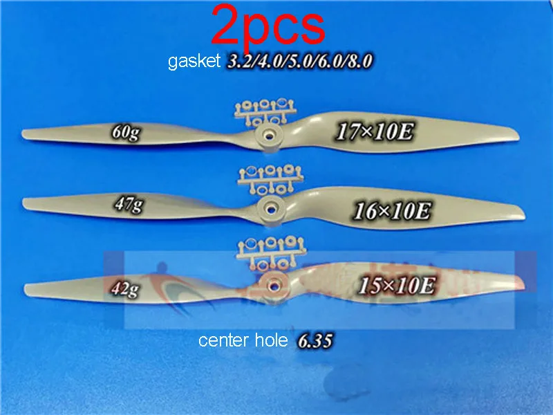 

2PCS Fixed Wing 15x10E/16x10E/17x10E Propeller 15-17'' Center Hole 6.35mm Motor Large Props with Gasket for RC Aircraft DIY Acc