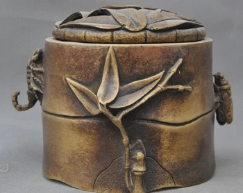

Old Chinese pure Bronze Copper Cicada Scorpions Bamboo Incense burner Censer