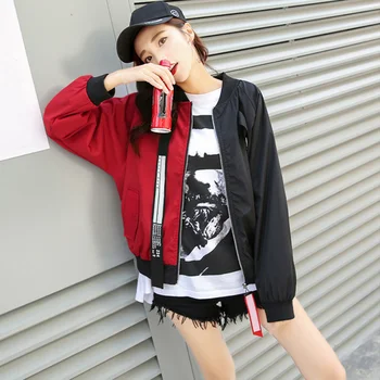 

Hot Selling Fashion Autumn Color Pasted Girl BF Baseball Uniform Jacket Sport Personality Stitching Coat -B5