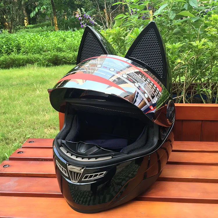 NITRINOS индивидуальный мотоциклетный шлем полный шлем для мужчин и женщин мотоциклетный гоночный автомобиль четыре сезона кошачий ушной шлем