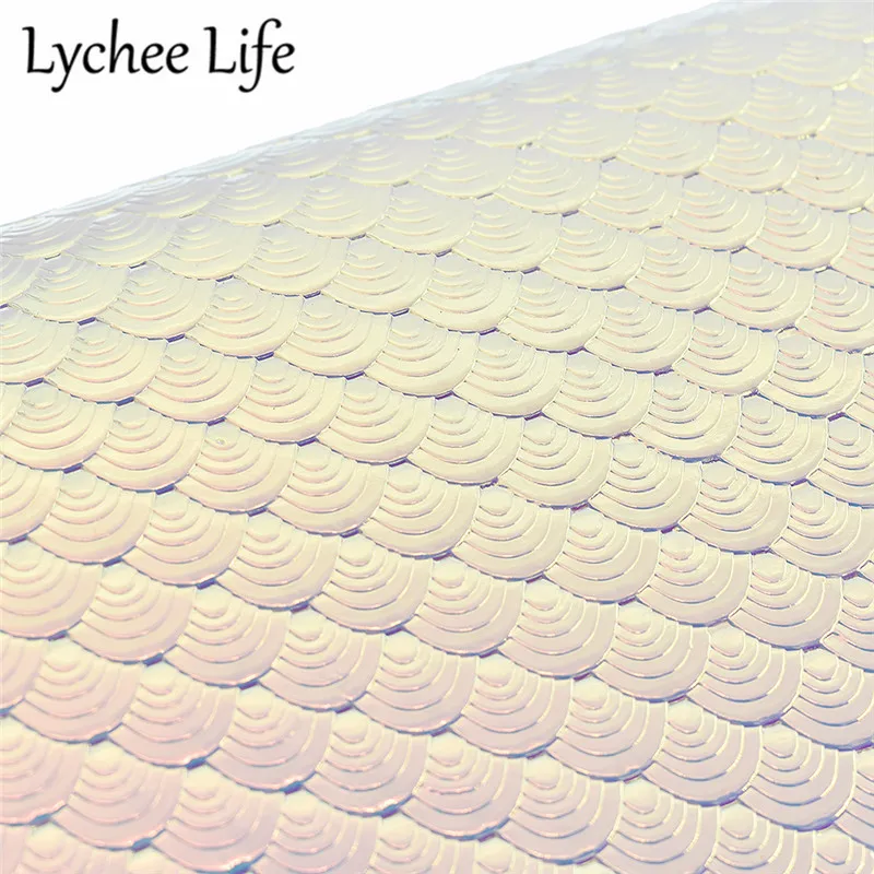 Lychee Life рыбные чешуи Синтетическая кожа ткань A4 29x21 см PU Ткань DIY Современная домашняя Текстильная Одежда швейная ткань аксессуары