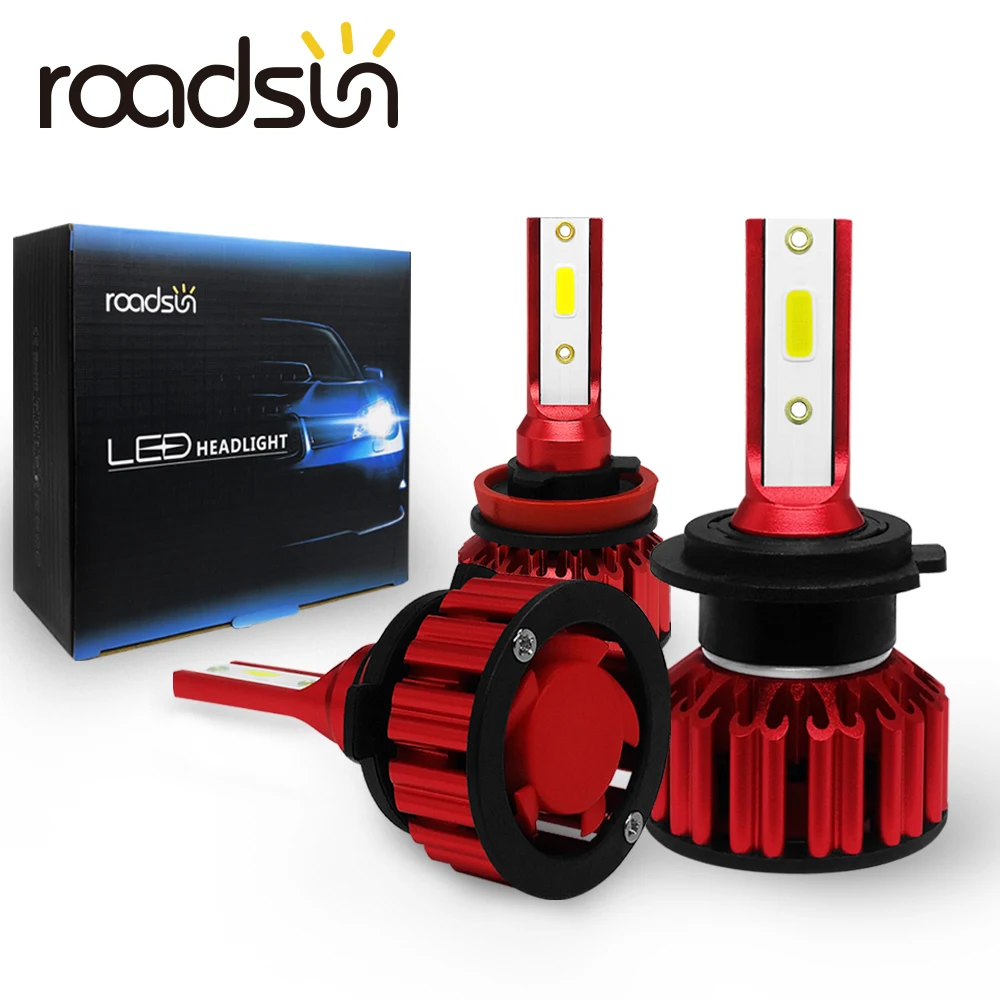 

roadsun Car Headlight Bulb Led H7 H8 H11 9006 9005 HB3 HB4 H4 LED Automotivo Spot Light Turbo Lamp 8000Lm 6000K Auto Accessories