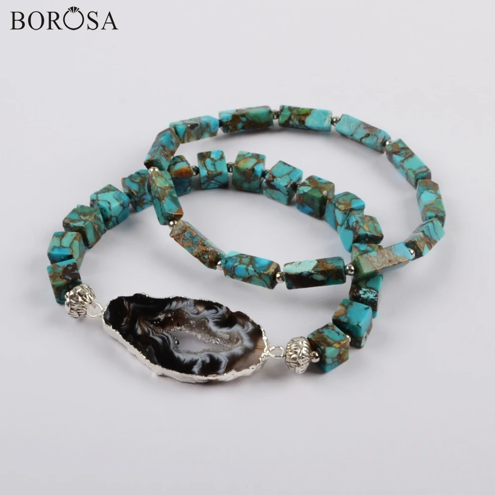 BOROSA 3/5 комплектов натуральный серебристый цвет Onyx кулон Агаты друзы кусочки с
