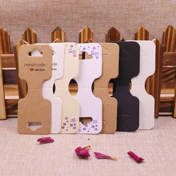 

200pcs 2018 hot New Kraft Necklace Card DIY Blank Kraft Necklace Card Custom Logo Jewelry Card 300gsm Paper Cardboard 90x35mm