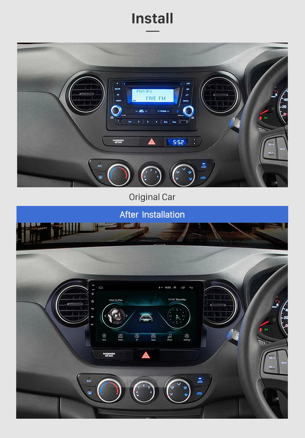 Excellent Harfey For 2013 2014-2016 HYUNDAI I10 Grand i10 RHD Android 8.1 2Din Wifi Bluetooth Head Unit GPS navCar Radio Multimedia Player 2