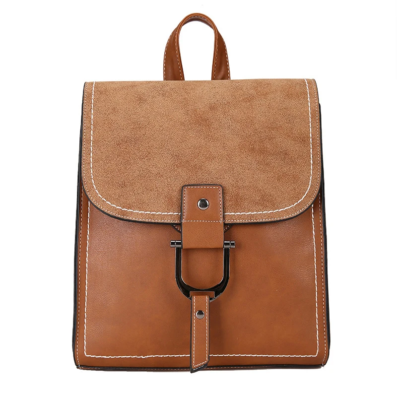 

Two-piece Suit Women Vintage High Quality Preppy Style Pu Leather Backpacks Casual Bag Large Capacity Waterproof Backpacks