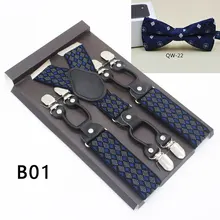 6 зажимы подтяжек мужские модные подтяжки бабочка наборы плед геометрический узор кожа Винтаж чулок тиранте брюки ремень