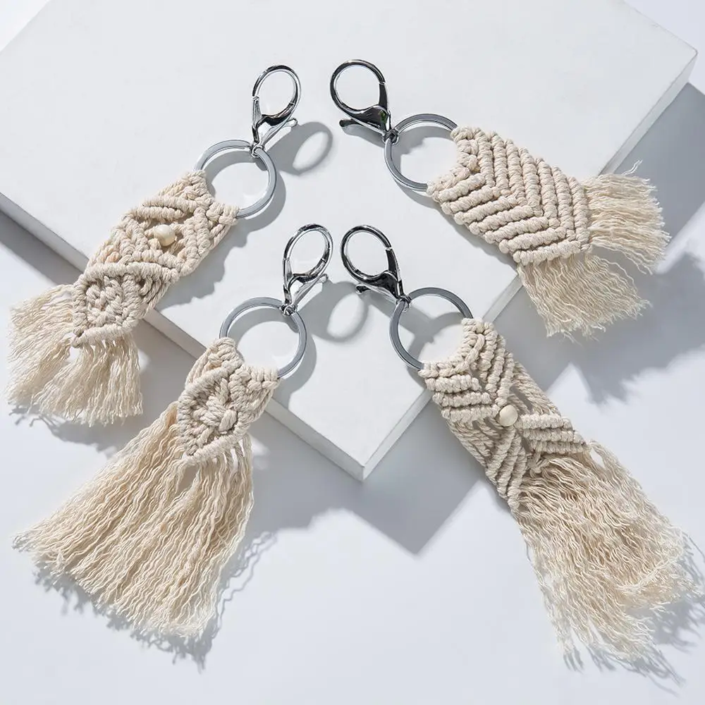 

Artilady Tassel Keychains for Women Boho key Holder Keyring Macrame Bag Charm Car Hanging Jewelry Gift for Friends Drop Shipping