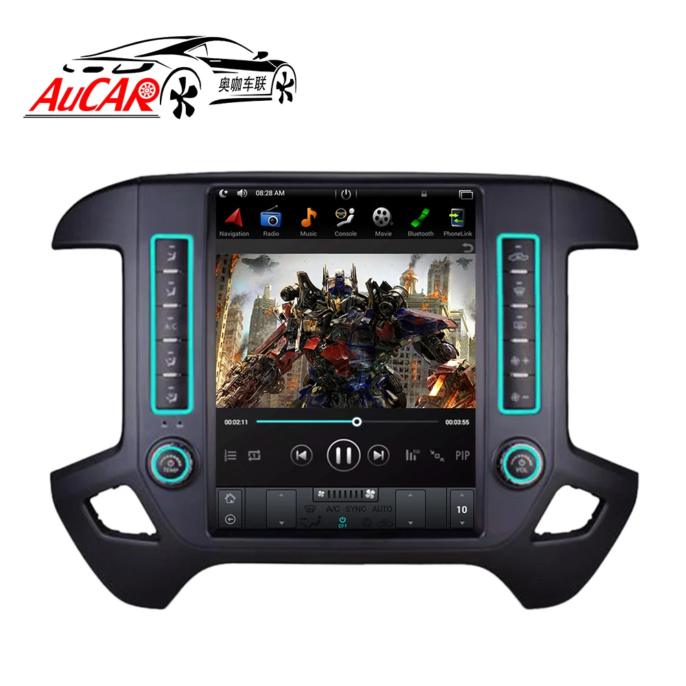 Excellent AuCAR Tesla Style 12.1" Android 7.1 Touch Screen radio For GMC Sierra Chevrolet Silverado Radio GPS Navigation Vertical IPS AUX 3