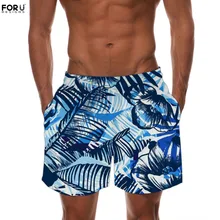 FORUDESIGNS/пляжный стиль печать листьев мужские повседневные быстросохнущие пляжные шорты с эластичной резинкой на талии дышащие пляжные шорты