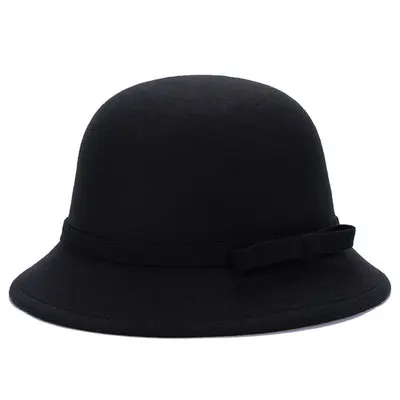 Vogue Дамская Женская винтажная шерстяная фетровая шляпа Боулер Дерби Fedora Trilby Bowknot Fedoras шляпа для женщин - Цвет: 2