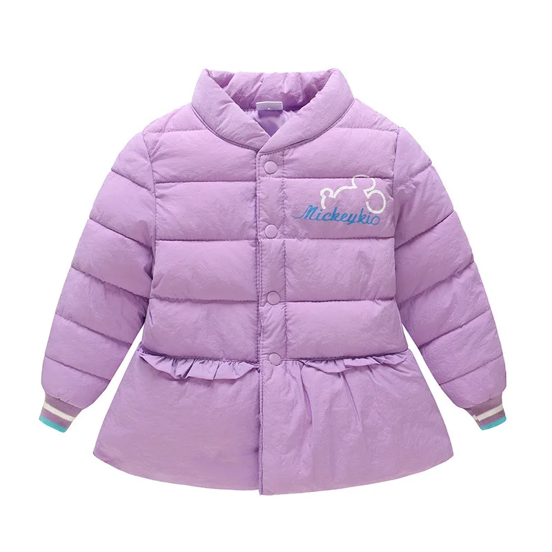 

2018 new round collar baby girls children's down cotton inner liner cute princess dress style single breasted 3-8 years old