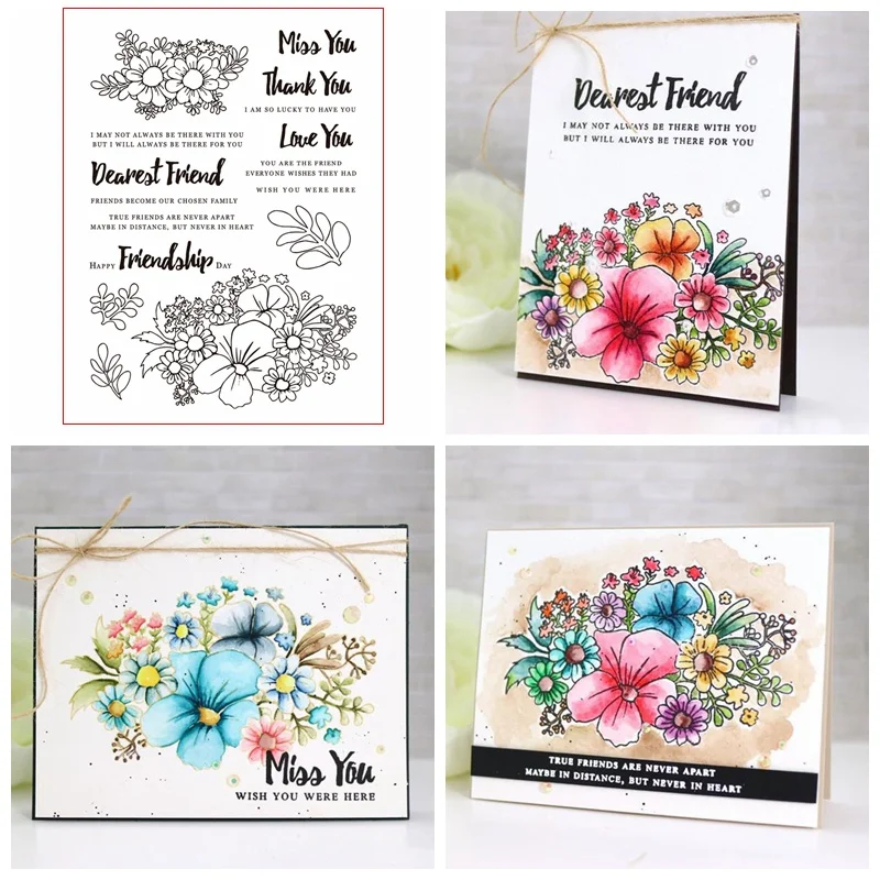 

Friendship Flowers Clear Stamps for DIY Scrapbooking Paper Cards Making Crafts Fun Decoration Transparent Stempels Silicone Seal