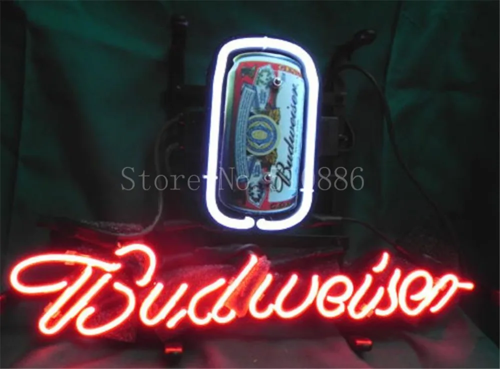 

NEON SIGN For New American Budweiser Lager Signboard REAL GLASS BEER BAR PUB display Shop Store Custom Light Signs 17*14