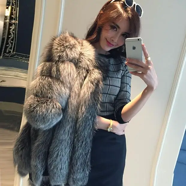New Winter Real Fur Jacket Woman Genuine Silver Fox Fur Coat For Women