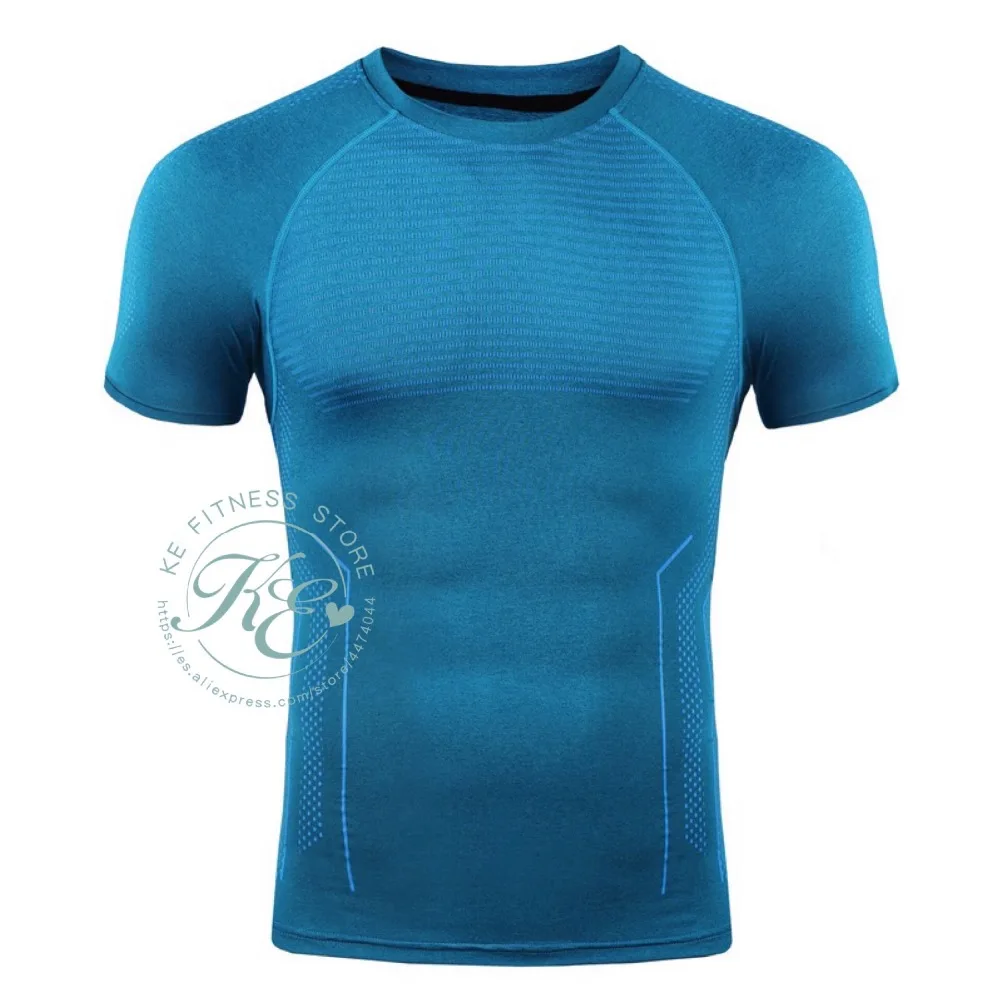 KE camiseta roja azul deportiva hombre транспирируемый secado rapido манга corta для фитнеса бега Futbol basket yoga tenis