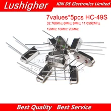 7 значений* 5 шт. HC-49S комплект 35 шт. 32,768 кГц 6 МГц 8 МГц 11,0592 МГц 12 МГц 16 МГц 20 МГц кварцевый генератор HC-49S