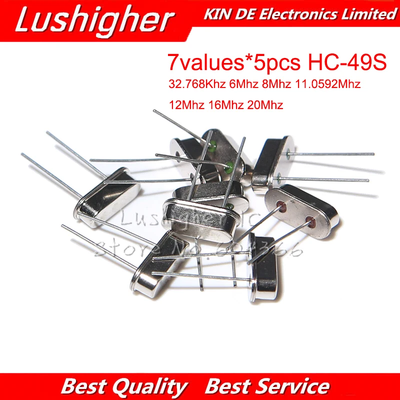 7 значений * 5 шт. HC-49S комплект 35 32 768 кГц 6 МГц 8 11 0592 12 16 20 кристаллический осциллятор