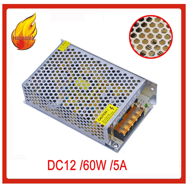 

JIAWEN 60W AC 110V / 220V to DC 12V 5A Lighting Transformer Switching Power Supply - Silver
