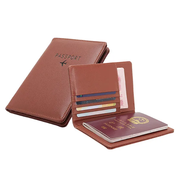 Бумажник для паспорта нейтральный многоцелевой дорожный бумажник для паспорта трехстворчатый держатель для документов из синтетической кожи 5
