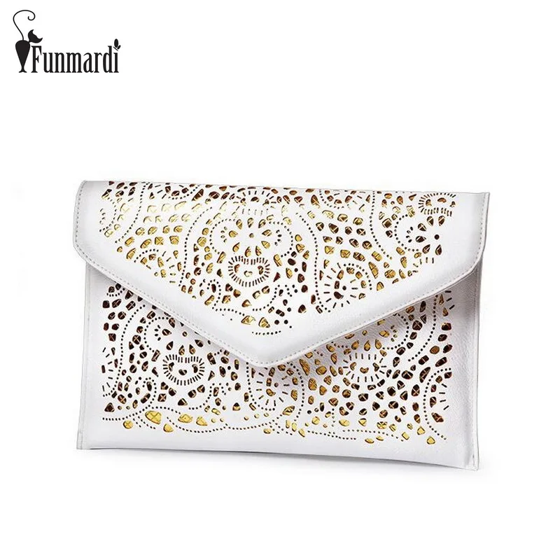 Luxury hollow out PU leather Day Clutches vintage Clutch bags brand design women bags fashion women