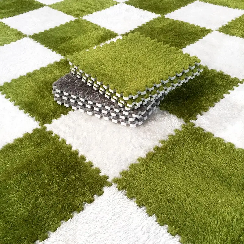 

9pcs home room decoration soft carpet puzzle mats non-toxic shaggy rug eva foam floor mat baby enviromental interlocking tiles