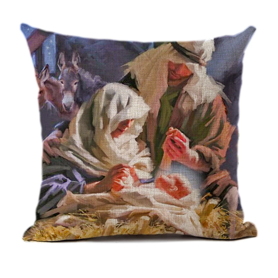 Религиозная Наволочка на подушку с изображением Иисуса верующих для спальни, дивана, украшения подушек - Цвет: Linen-25