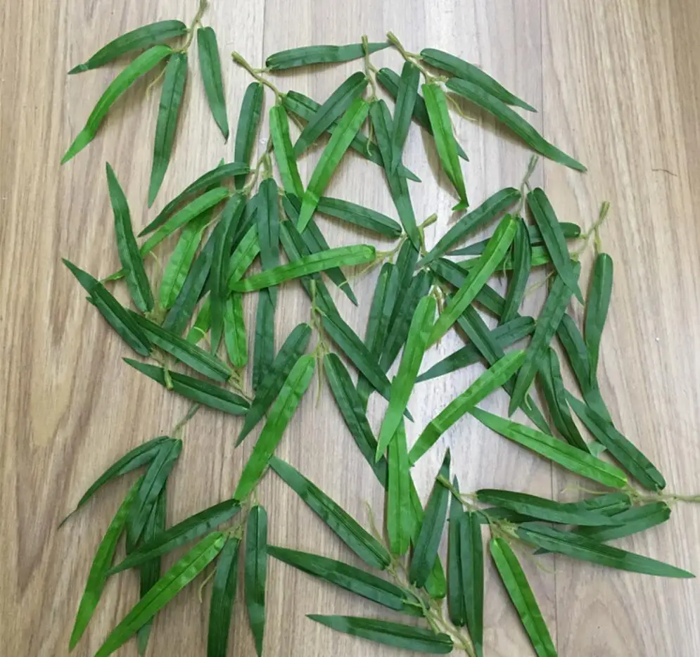 100 шт. зеленые шелковые листья бамбука для свадебной вечеринки, праздника, отеля, арки, украшения дверей
