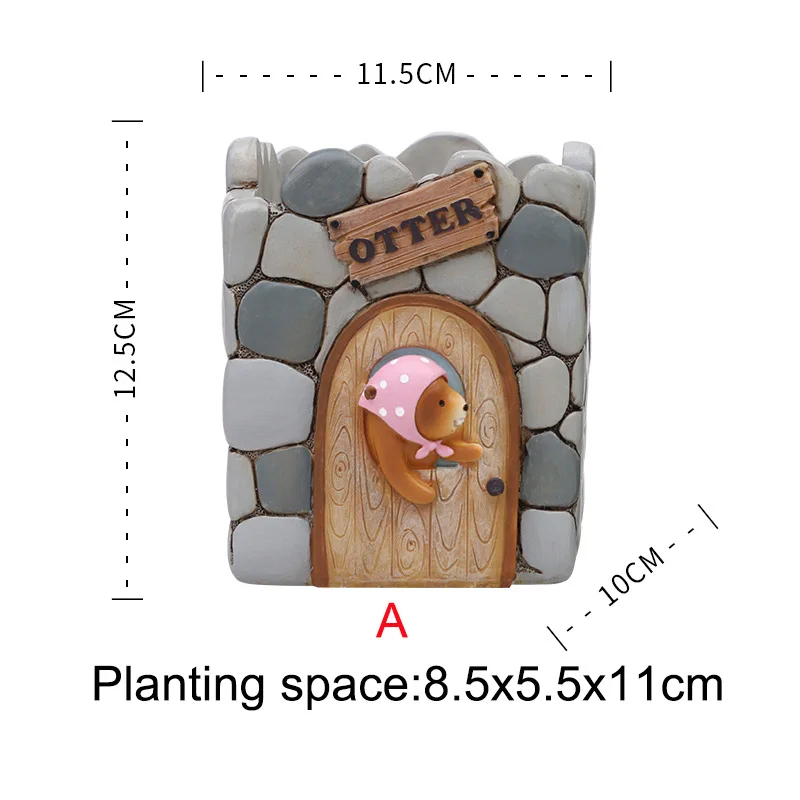 1 шт. милый мультяшный полимерный цветочный горшок суккулентные растения горшок выдра дом садовые украшения бонсай цветочные горшки - Цвет: A