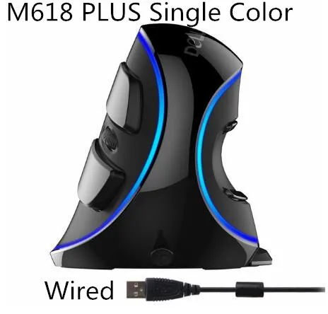 Delux M618 PLUS RGB вертикальная мышь игровая Проводная эргономичная мышь беспроводная 6 кнопок 4000 dpi оптическая правая рука для ПК ноутбука - Цвет: M618 Single color