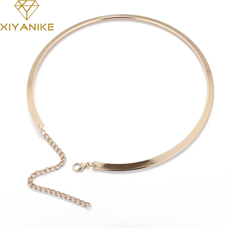 

XIYANIKE Charm Choker Necklaces Women Gold Color Circle Metal Statement Bib Collar Necklace Fashion Jewelry Accessories N660