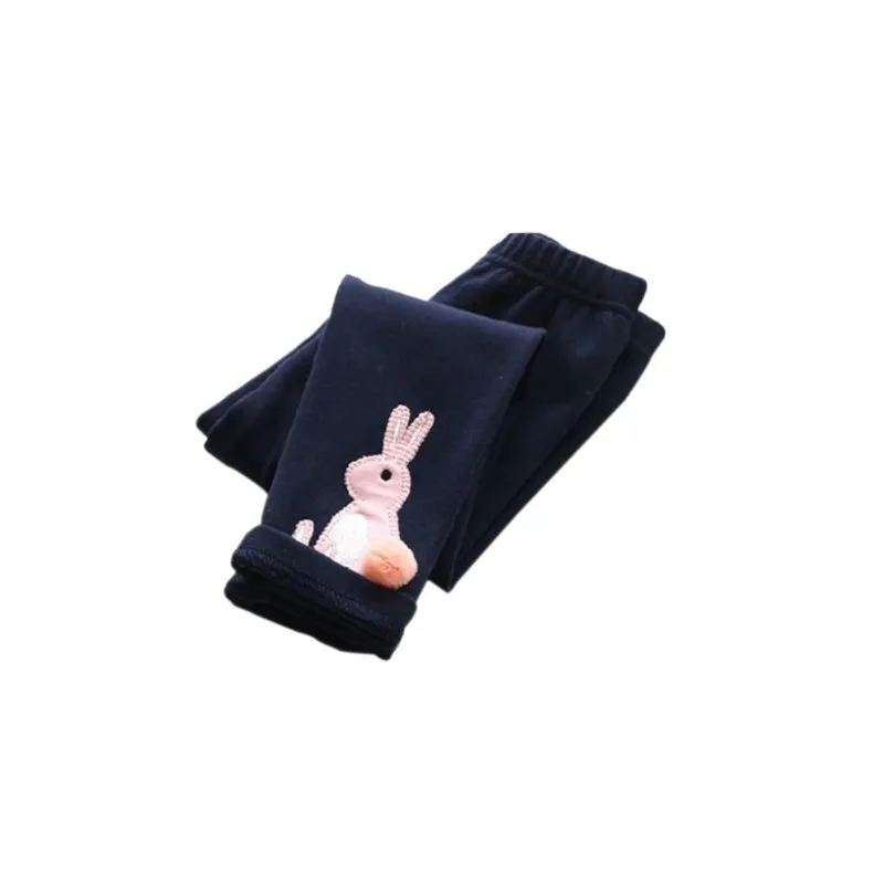 Осенние леггинсы для девочек плотные теплые штаны с рисунком кролика для маленьких девочек от 2 до 7 лет леггинсы рождественские детские зимние брюки Лидер продаж - Цвет: Черный