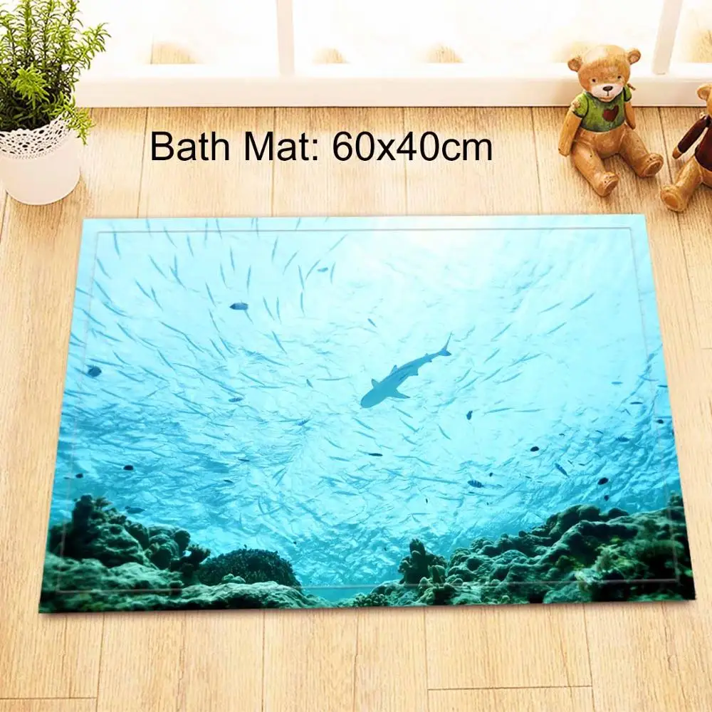 LB 72 ''синяя морская рыба 3d Водонепроницаемая занавеска для душа s лайнер с коврик для ванной набор занавеска для ванной из полиэфира ткань для ванной Декор - Цвет: Only Mat