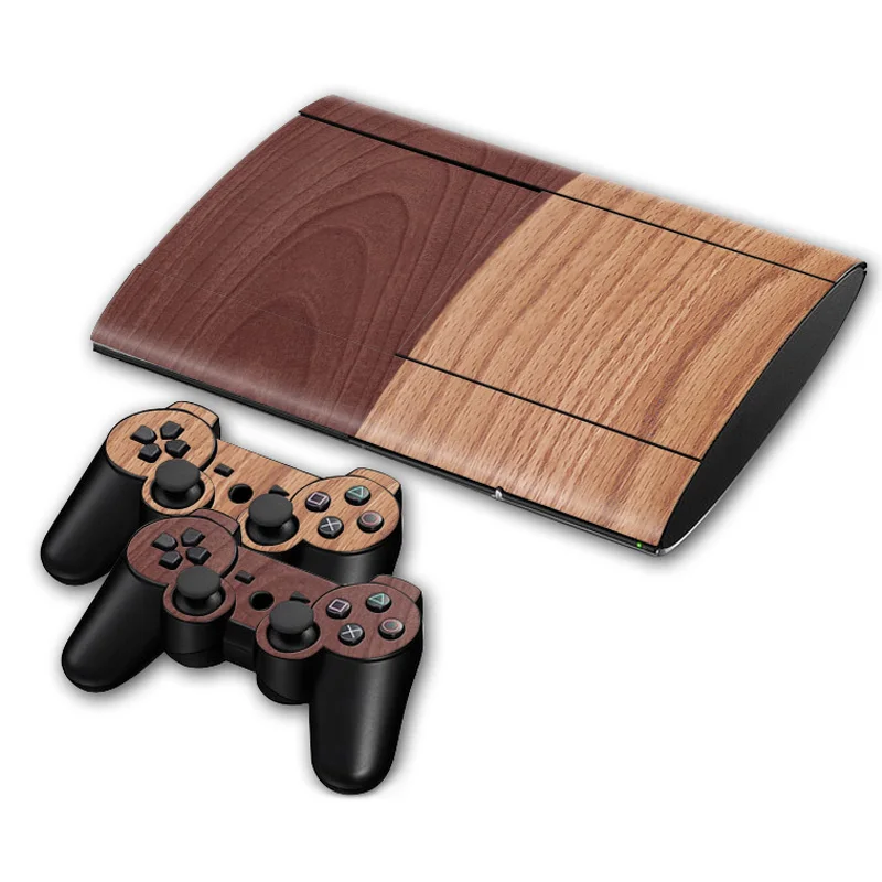 

Wood design PVC Skin Sticker for Ps3 super slim 4000 Console and Controllers stickers for ps3 slim 4000 vinyl sticker--5001