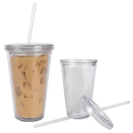 cold drink tumbler with straw