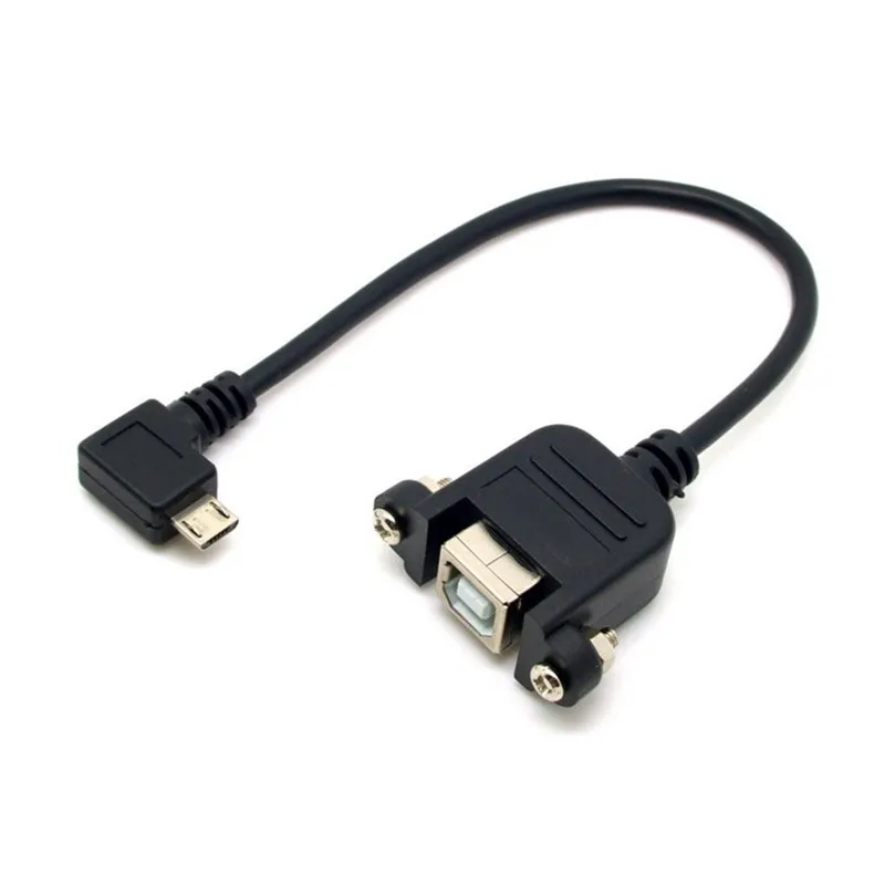 

Micro USB 90 Degree Left Angled 5pin Male to USB B Female Panel Mount Type Cable with Screws 20cm