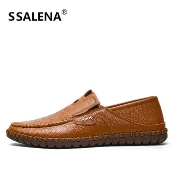 

Men Leather Slip On Casual Shoes Italian Soft Breathable Moccasins Shoes Handmade Antiskid Driving Shoes Size 38-47 AA11635