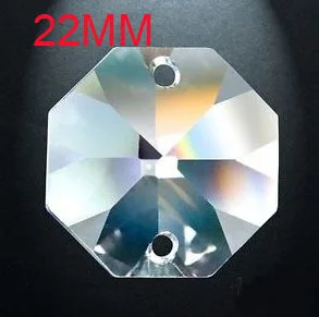 

100pcs/lot 22mm faceted flower cuts glass prism octagon beads in 2 holes DIY wedding garland strand beads