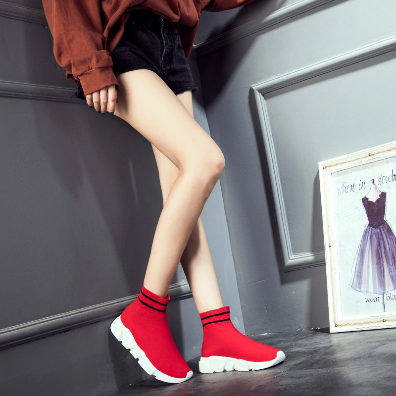 Всесезонные носки унисекс кроссовки высокие кроссовки женские мужские легкие кроссовки для ходьбы и бега женская красная спортивная обувь