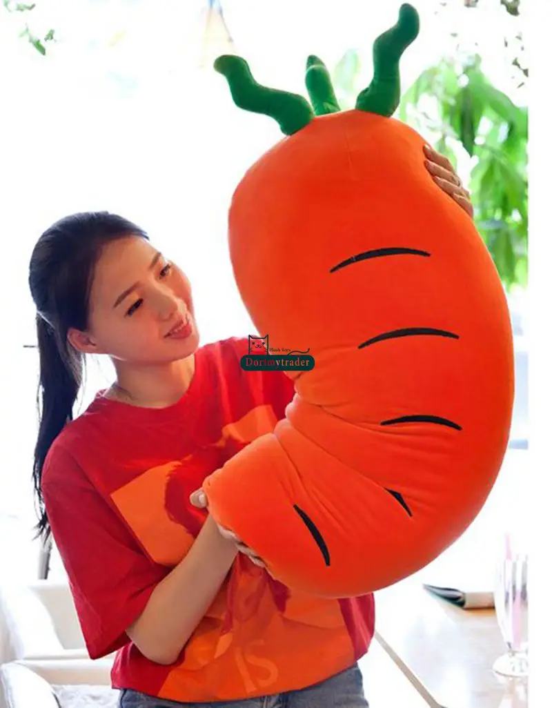 Dorimytrader New Lovely Soft Cartoon Carrot Plush Pillow Simulated Anime Carrots Cushion Doll Vegetables Toy 39inch 100cm DY61728 (7)