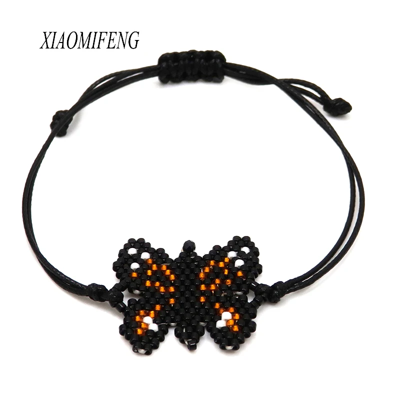 

XIAOMIFENG seed bead and WEAVED BOHEMIA WOMEN BRACELET MADE BY GLASS BEADS AND WAXED THREAD FASHION JEWELRY BUTTERFLY BRACELET