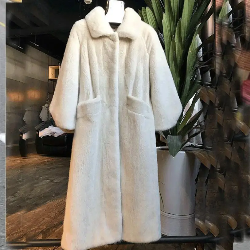 Зимняя женская куртка, пальто из искусственного меха, норковый мех, повседневное уличное пальто большого размера, утолщенное теплое пальто, ветровка, тонкое пальто L1616 - Цвет: white
