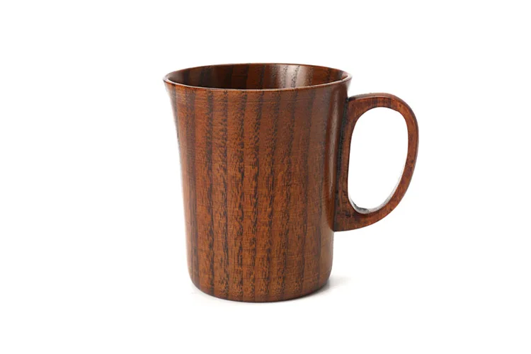 300ml Primitive Wooden Beer Mugs with Handle Natural Wood Mug Coffee Cup Tableware Kitchen Supply (4)