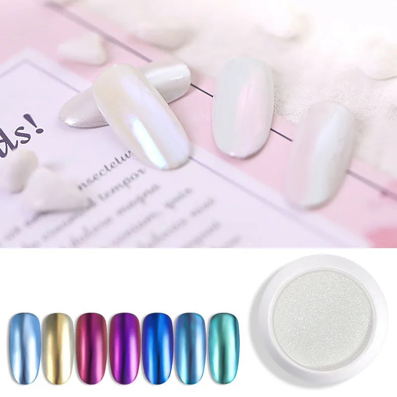 

0.1g Mirror Glitter Nail Chrome Pigment Shell Dazzling DIY Salon Micro Holographic Powder Laser Manicure Decorations