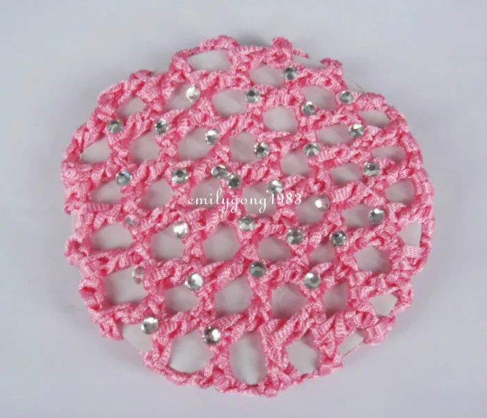 

1PCS Bun Cover Snood Hair Net Ballet Dance Skating Crochet Crystal SP-830