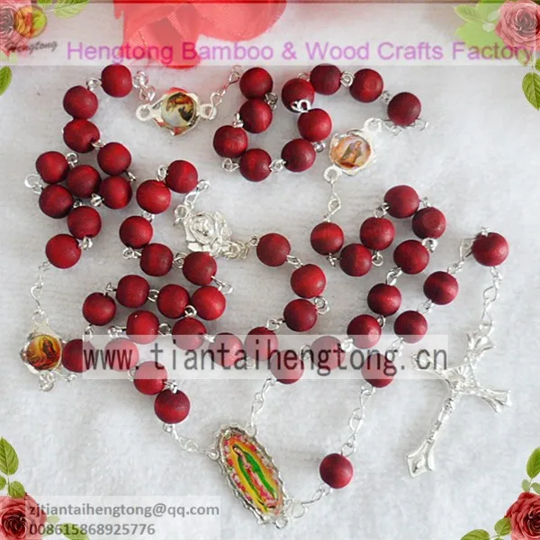 7 мм красная бусина четки красивые четки серебряное покрытие цепи духи ароматизированный розой ожерелье с четками с девственницей Гвадалупе
