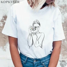 Футболка в стиле Харадзюку с изображением камеры для девочек; футболки с графическим рисунком; Camiseta Mujer; женская одежда; коллекция года; винтажные Топы; футболка; женская уличная одежда
